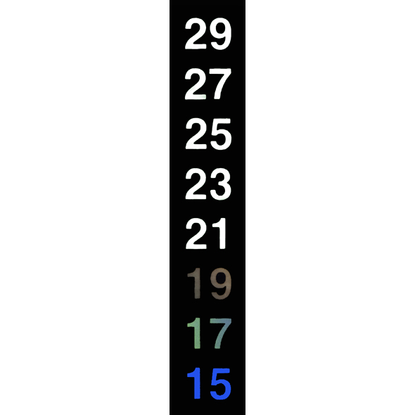 Liquid Crystal Thermometer Strip Type A 14 - 30°C 14x76mm self adhesive